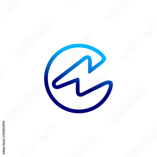 letter c logo with volt symbol