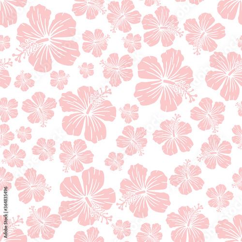 Random hibiscus flower seamless repeat pattern background 