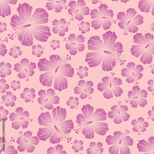 Random hibiscus flower seamless repeat pattern background 