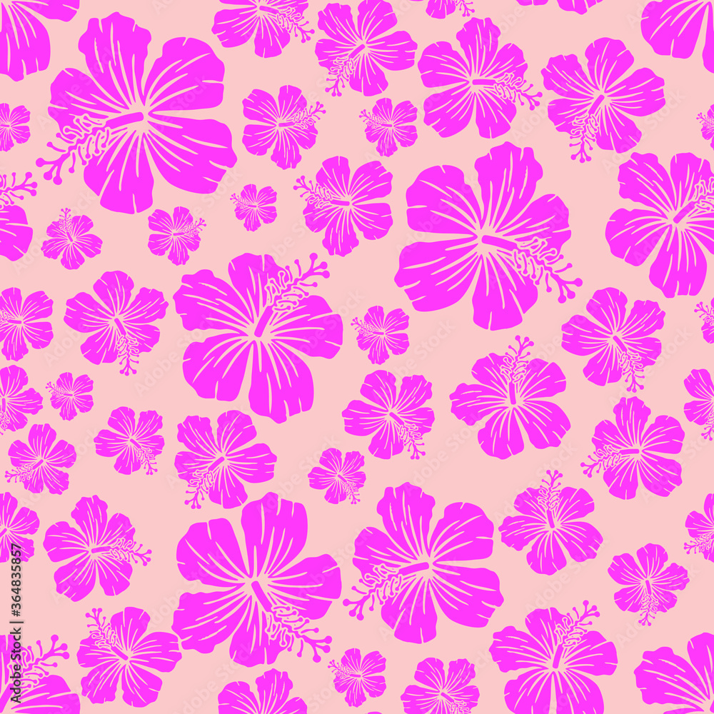 Obraz premium Random hibiscus flower seamless repeat pattern background