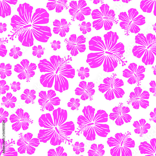 Random hibiscus flower seamless repeat pattern background © Estalon Industries