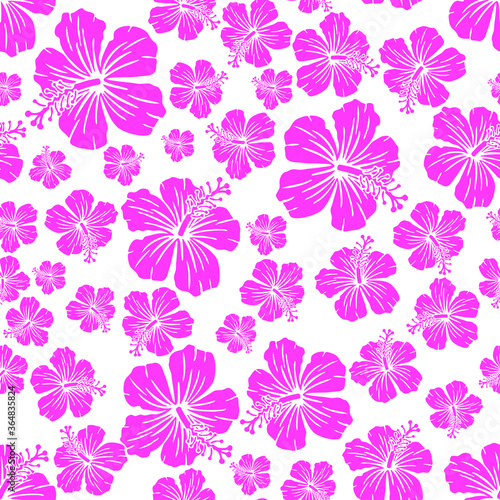 Random hibiscus flower seamless repeat pattern background 