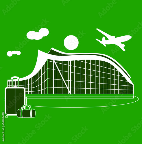 illustration in the style of a flat design on the theme of travel and airports.
