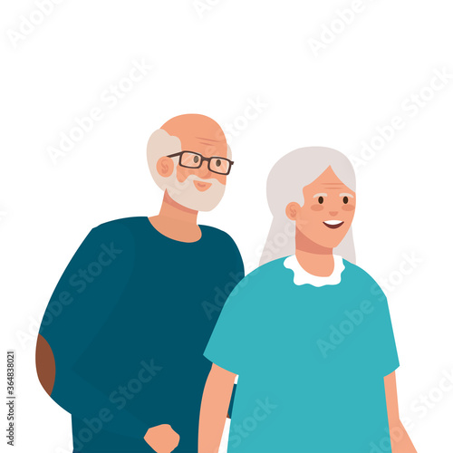 Grandmother and grandfather avatar design, Old woman man female male person mother father and grandparents theme Vector illustration