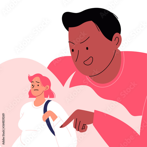 Harassment on the street. A guy harassing a woman who is walking down the street. Unwanted attention from a stranger