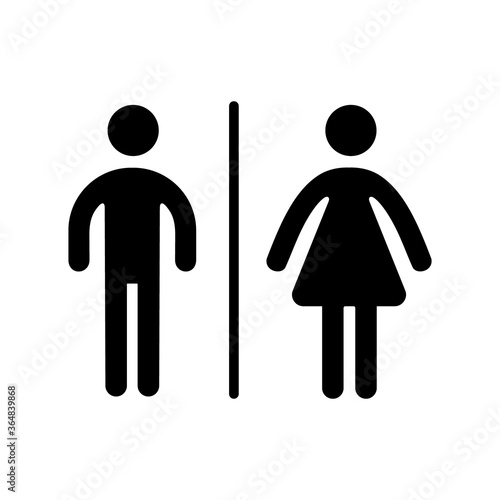 Woman and man public toilet vector signs, female and male hygiene washrooms symbols