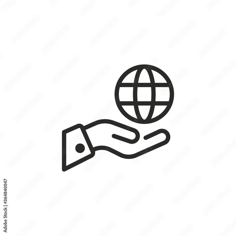 Hand holding globe icon symbol vector Hand holding globe icon symbol vector