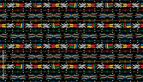 Seamless pattern with Brazilian Ethnic Motifs in 6 colors