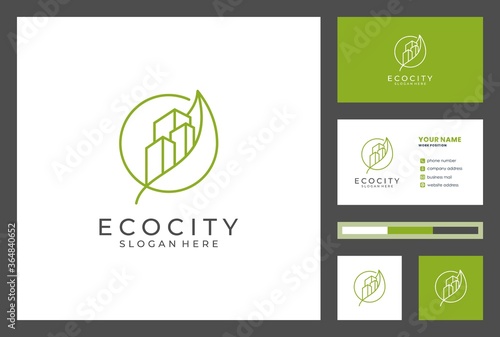 building logo with business card design premium vector. logos can be used for realestae, contractor, architecture, consulting, investment.