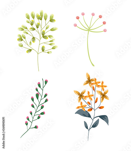 branches and flowers foliage vegetation greenery nature design