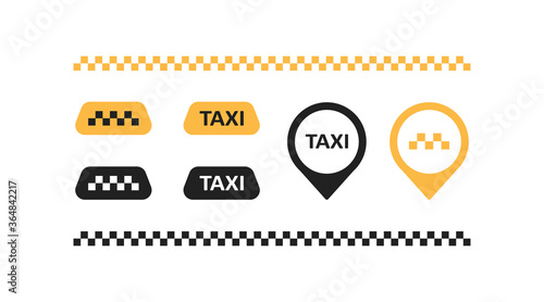 Yellow taxi isolated simple icon. Sign for car driver, illustration in vector flat