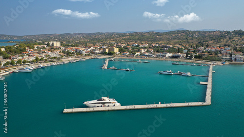 Photos Aerial drone photo of famous fjord seaside village and bay of Porto Heli in the