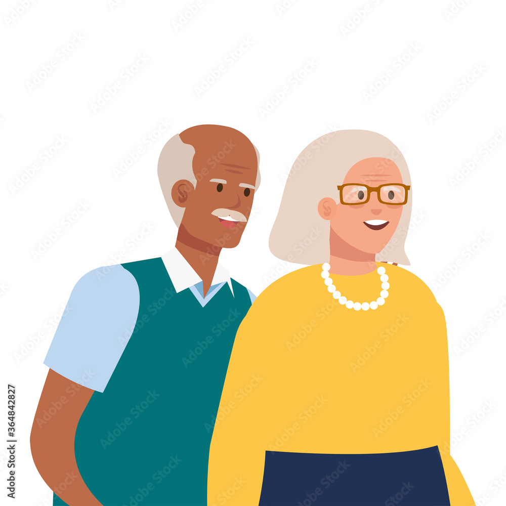 Grandmother and grandfather avatar design, Old woman man female male person mother father and grandparents theme Vector illustration Grandmother and grandfather avatar design, Old woman man female male person mother father and grandparents theme Vector illustration