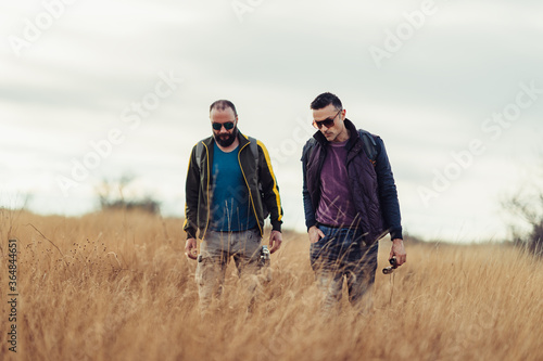 Two friends on a country walk