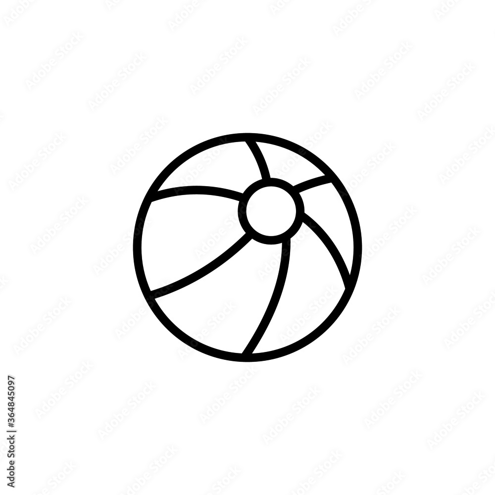Beach ball vector icon in black line style icon, style isolated on white background Beach ball vector icon in black line style icon, style isolated on white background