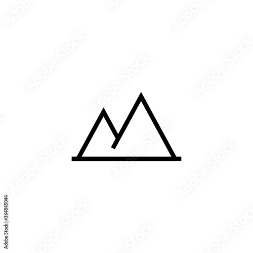 Mountains vector icon in black line style icon, style isolated on white background