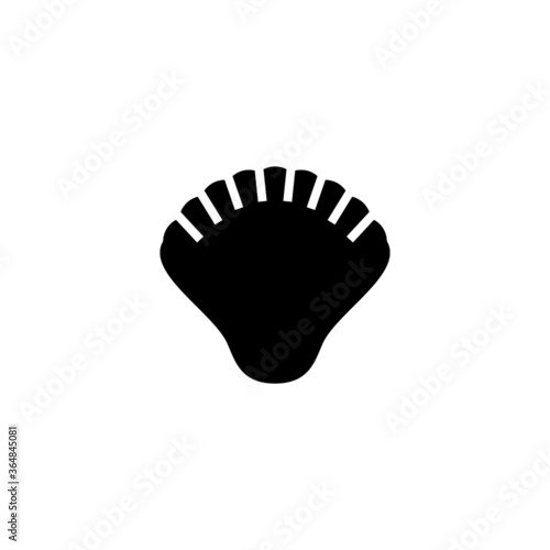 Seashell vector icon in black flat glyph, filled style isolated on white background