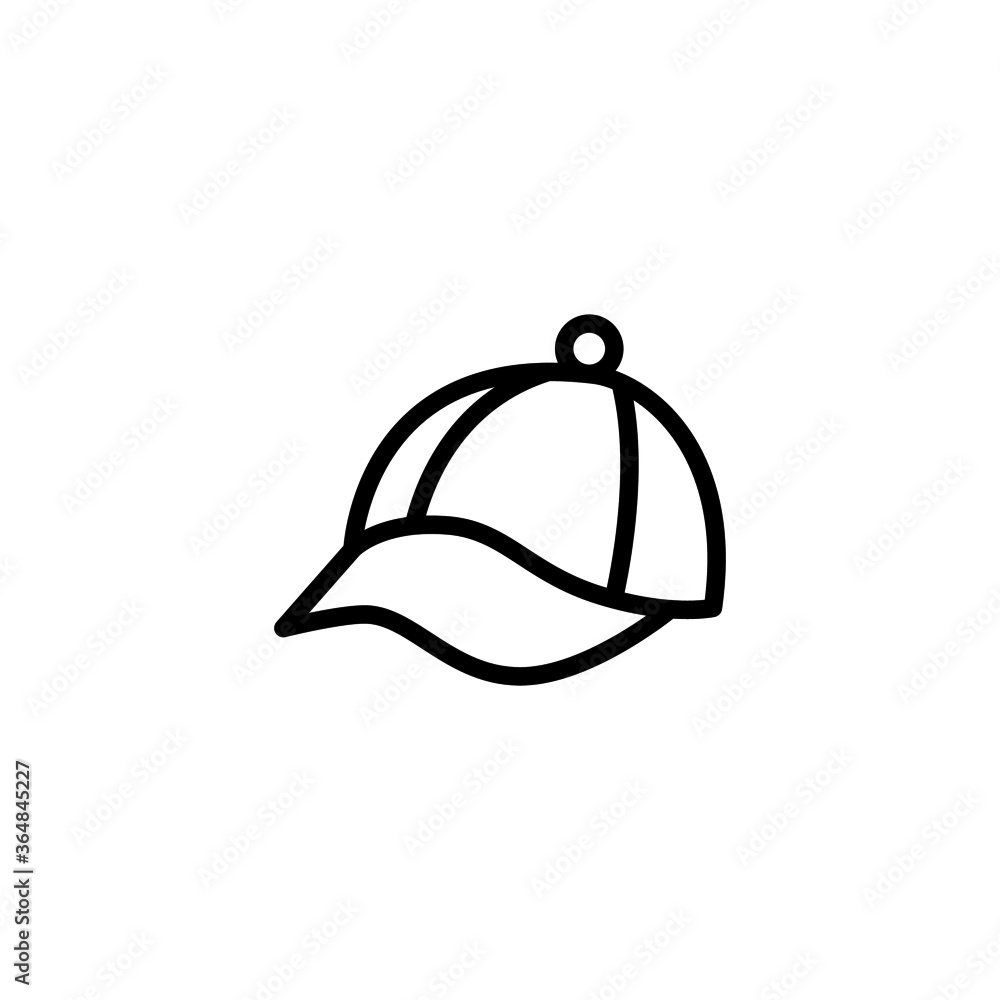 Fototapeta premium Baseball cap icon vector in black line style icon, style isolated on white background