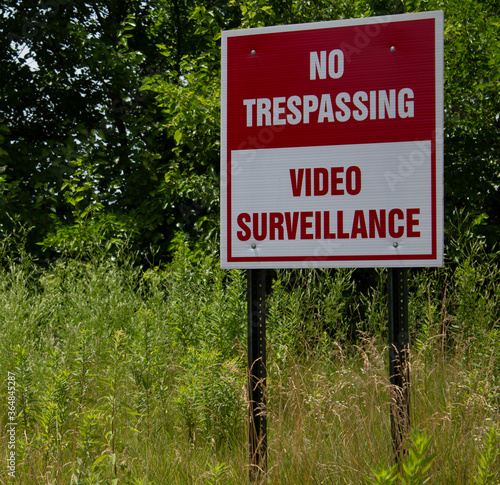 Video Surveillance Security Cameras No Trespassing Sign