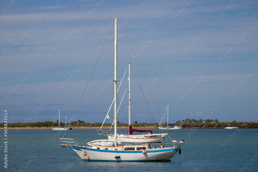 Sailboat on the Sea with blue sky
