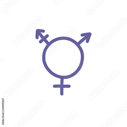 transgender symbol doodle icon, vector color illustration