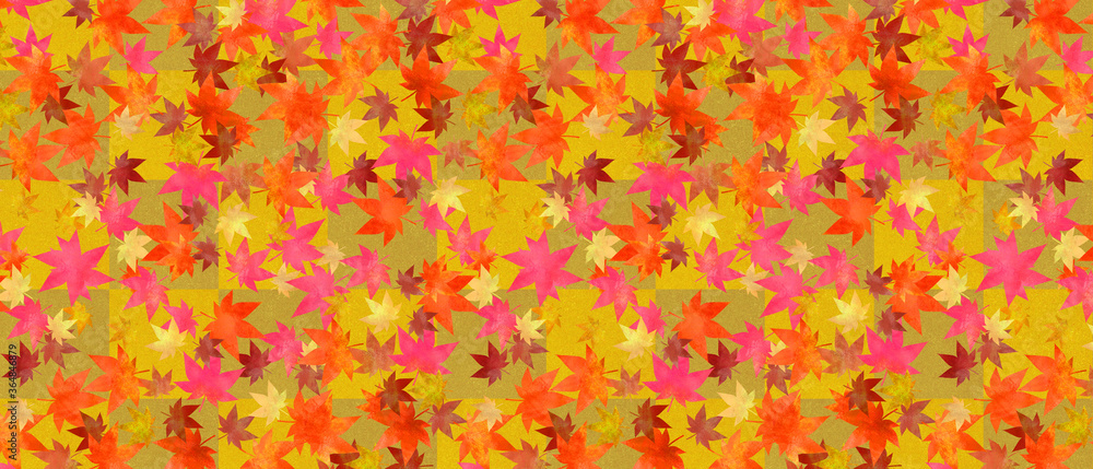 市松模様と紅葉の背景素材
Japanese traditional background pattern and autumn leaves. 市松模様と紅葉の背景素材
Japanese traditional background pattern and autumn leaves.
