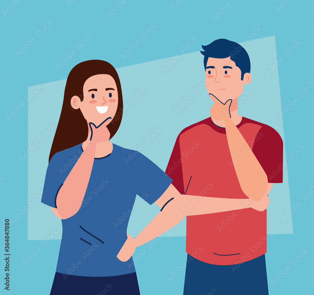Man and woman avatar thinking design, Idea creativity genius and imagination theme Vector illustration Man and woman avatar thinking design, Idea creativity genius and imagination theme Vector illustration