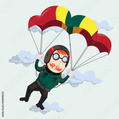 a man on parachuting flat vector illustration