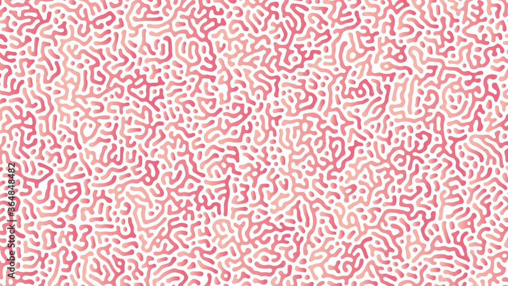 An abstract Reaction-diffusion or Turing pattern formation, coral reef, natural texture, in a coral pink gradient colour scheme. Vector illustration, for background/texture/wallpaper.