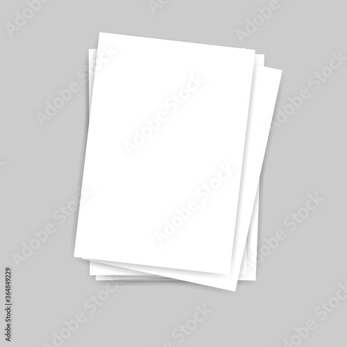 Business cards, paper stack on grey background vector illustration.