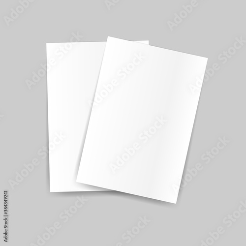 Business cards, paper stack on grey background vector illustration.