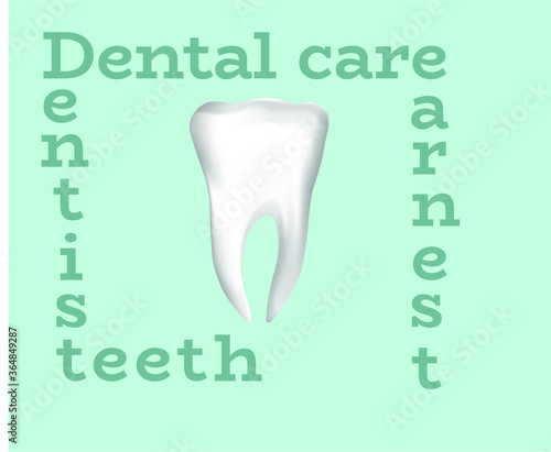 Dental care. A healthy tooth as advertising of earnest and professional job of a dentist. Vector illustration.