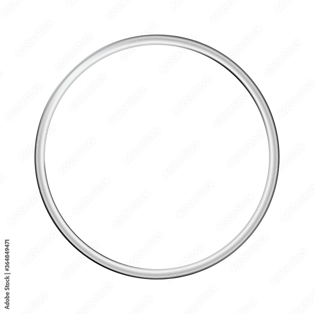 Silver metal ring isolated on white background. Vector empty frame Silver metal ring isolated on white background. Vector empty frame