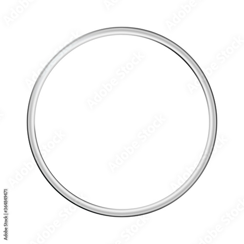 Silver metal ring isolated on white background. Vector empty frame