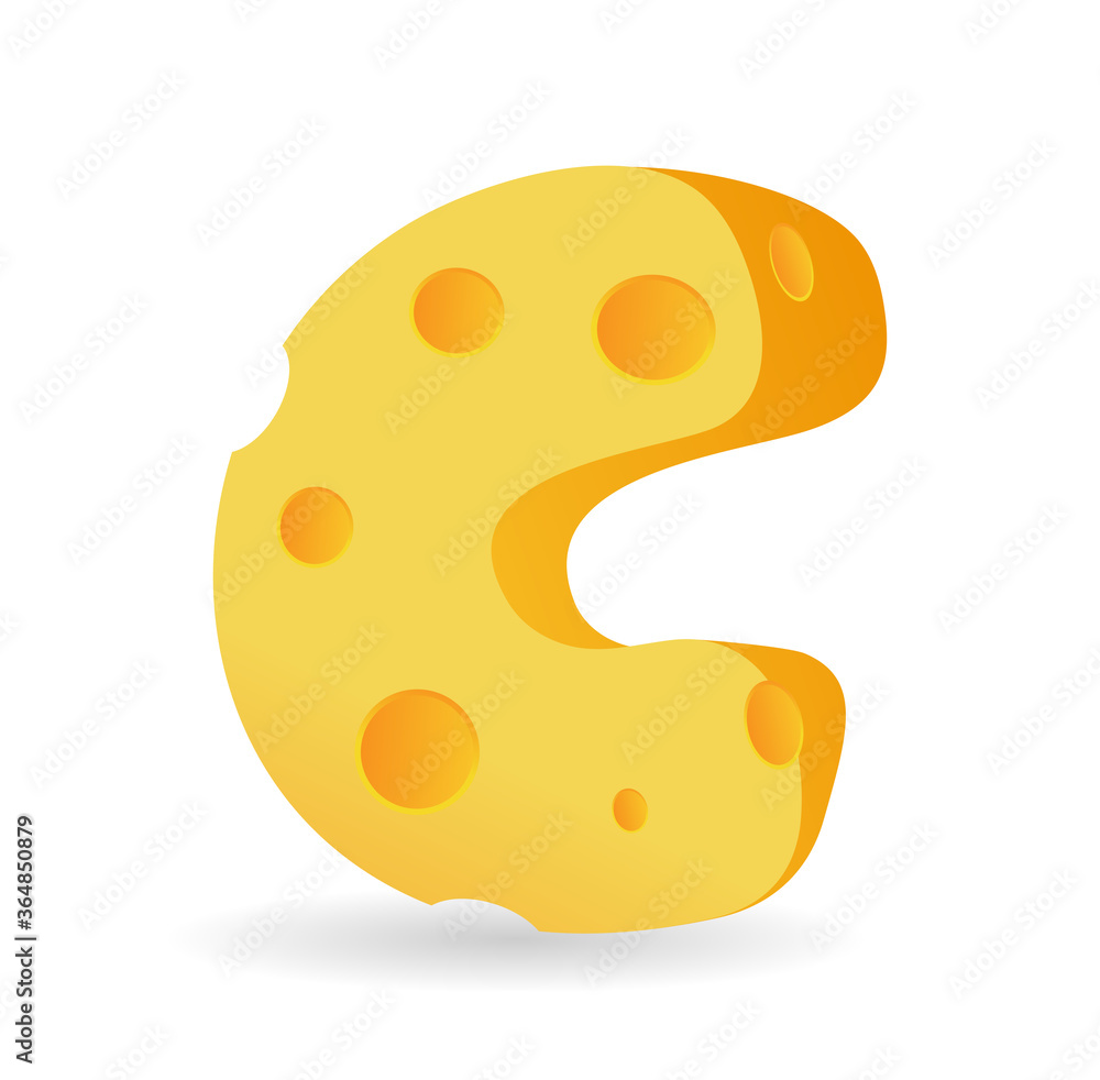 Initial C cheese logo, flat design logo template, vector illustration Initial C cheese logo, flat design logo template, vector illustration