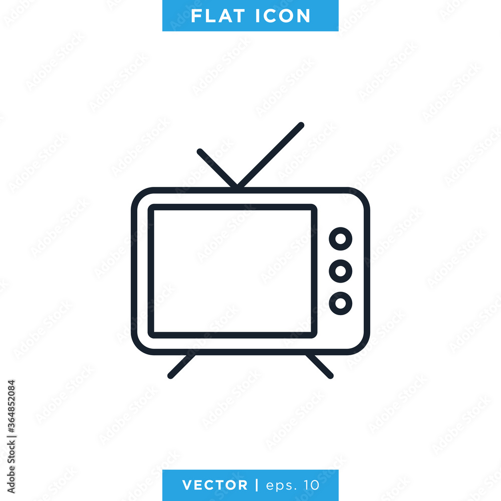 TV Icon Vector Design Template. Television Icon With Editable Stroke TV Icon Vector Design Template. Television Icon With Editable Stroke