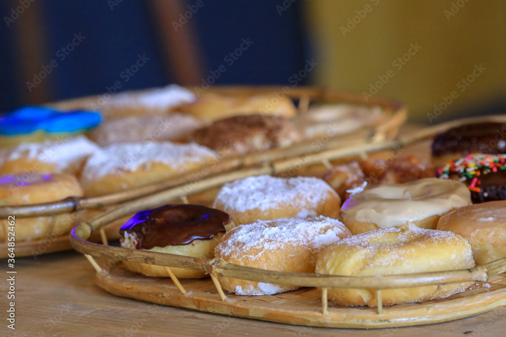 doughnuts on a pastry tray