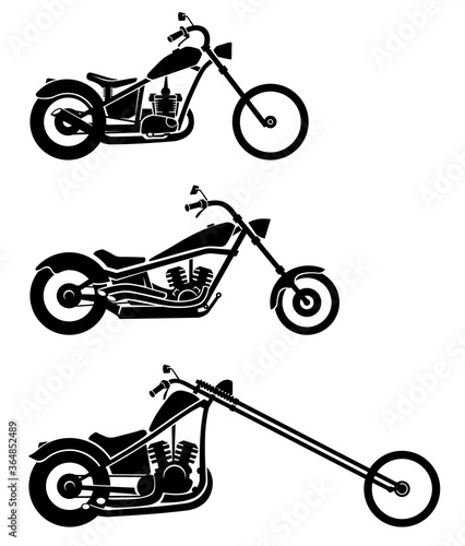 Chopper Motorcycle Evolution Concept, Silhouette Set