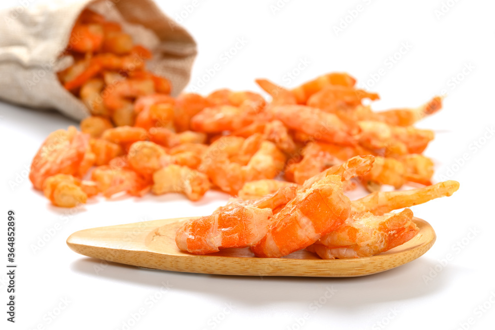 big size dry shrimps on a white background big size dry shrimps on a white background