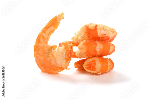 big size dry shrimps on a white background
