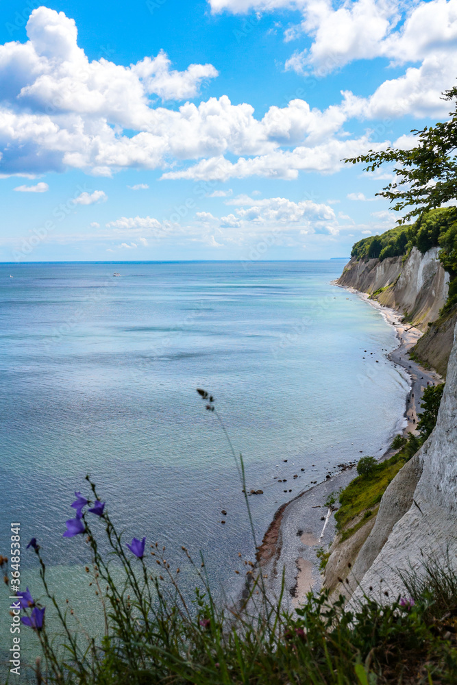Scenic view of the chalk cliffs of Rügen and the Baltic coast (