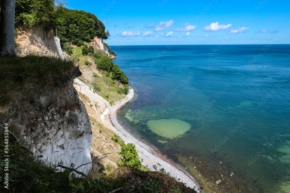 Scenic view of the chalk cliffs of Rügen and the Baltic coast (