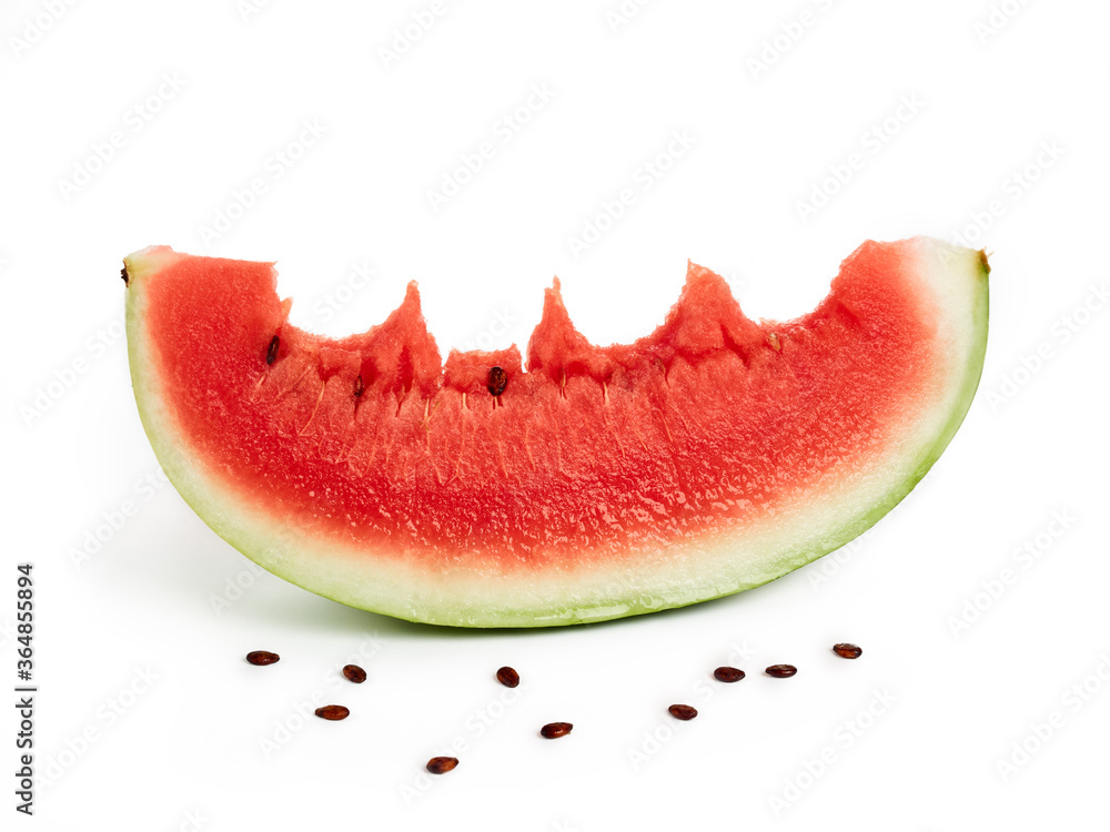 Bitten slice of watermelon isolated Bitten slice of watermelon isolated