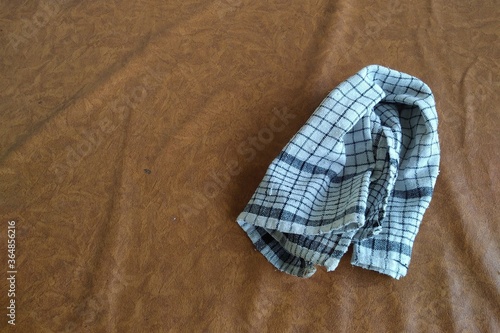 Top view of a napkin on the table.