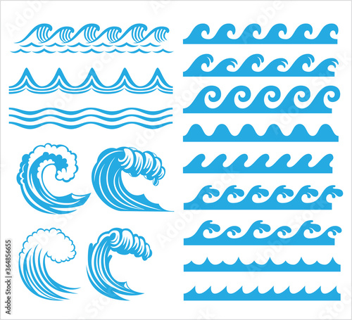 rolling ocean sea wave stream line pattern vector graphic design set