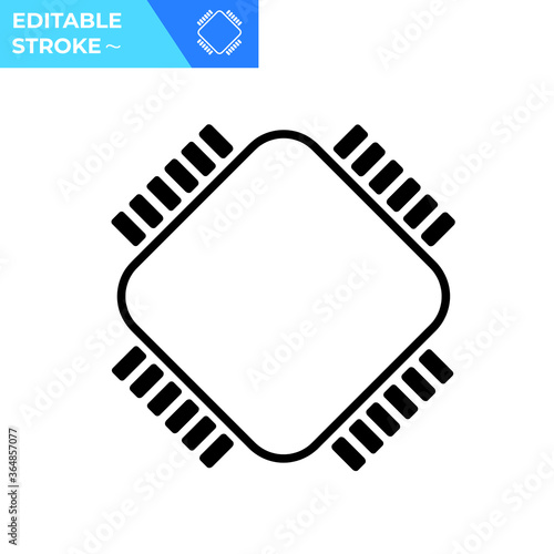 Integrated Circuit Black Vector Design. Vector Illustration of IC for Icon, Symbol, Graphic Resources, and Logo. EPS10 Editable Stroke
