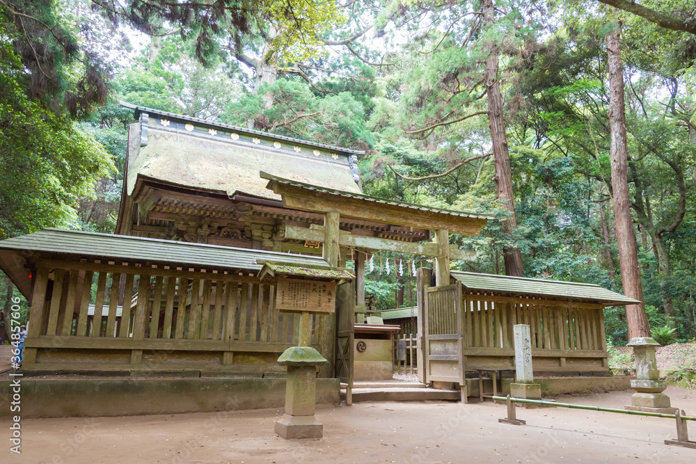 Kashima Shrine (Kashima jingu Shrine) in Kashima, Ibaraki Prefecture, Japan. The Shrine is one of the oldest shrines in eastern Japan.