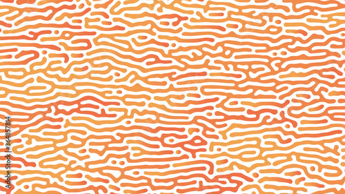 An abstract Reaction-diffusion or Turing pattern formation, coral reef, natural texture, in a fire red, orange gradient colour scheme. Vector illustration, for background/texture/wallpaper.