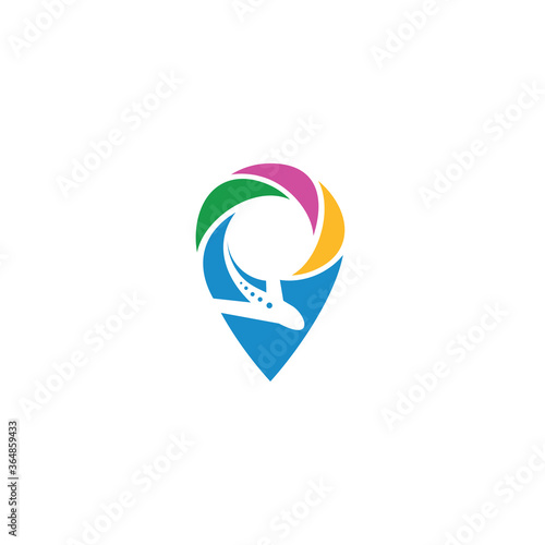 Logo template of pin and airplane. Simple flat style. Vector logo template ready for use. Free Download Logo template of pin and airplane. Simple flat style. Vector logo template ready for use. - GFXLoad