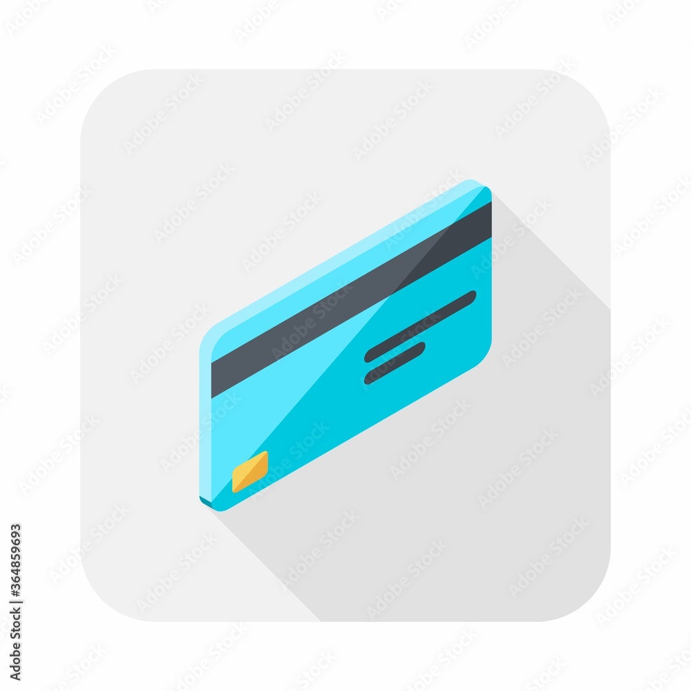 Credit card right view icon vector isometric. Flat style vector illustration.